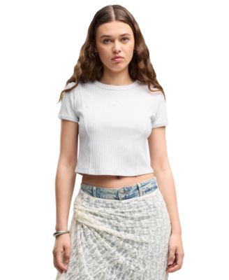 Women's Ribbed Cropped Crewneck T-Shirt