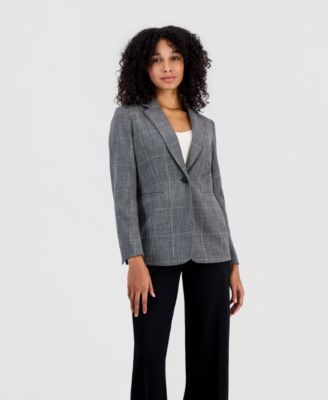 Women's Plaid-Stretch Blazer