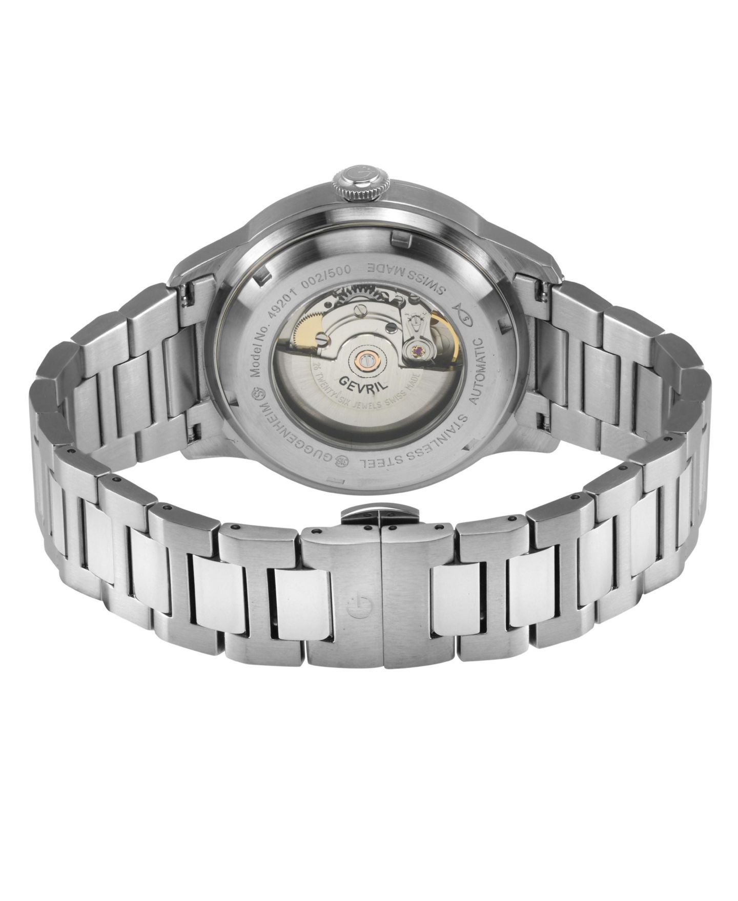 Мужские часы Gevril Swiss Made Guggenheim Swiss Automatic на серебристом стальном браслете — фото 3