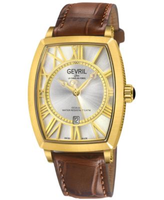 Men's Swiss Made Oculus Swiss Automatic Brown Italian Leather Strap Watch