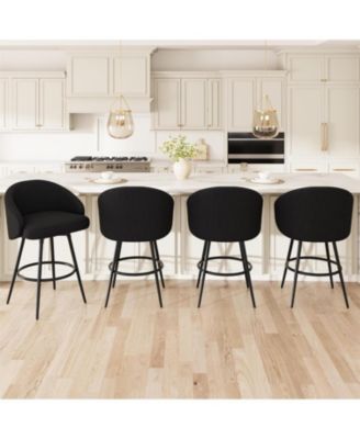 360degree(s) Swivel Bar Stools Set of 4 with Backs - Upholstered Polyester Knit, Counter Height Dining Chairs