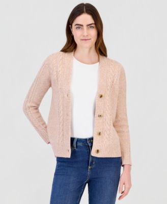 Women's Cable-Knit V-Neck Boyfriend Cardigan