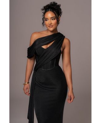 black dress long XS style design and flattering waist ruching Classic A Black Maxi Dresses | Long