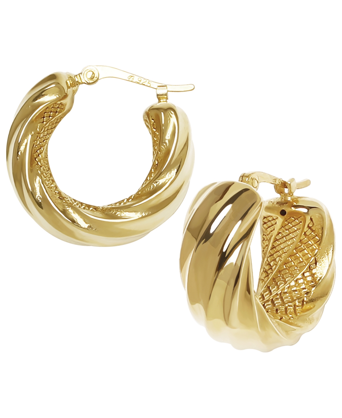 Macy's Sculptured Wide Square Twist Hoop Earrings in 14k Yellow Gold - Yellow Gold