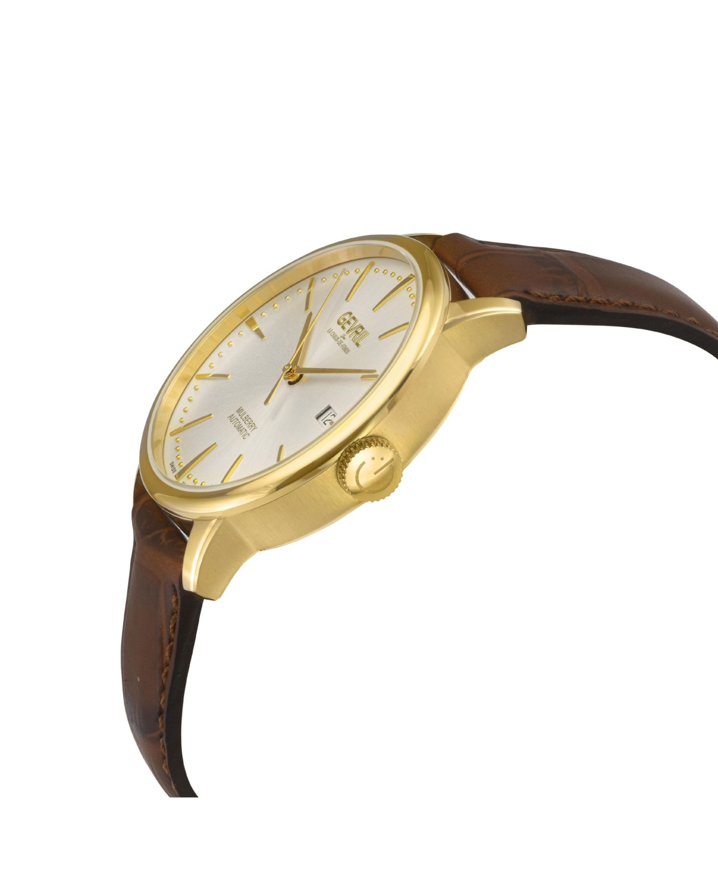 Мужские часы Gevril Swiss Made Mulberry Swiss Automatic Italian Leather Strap Watch — фото 3