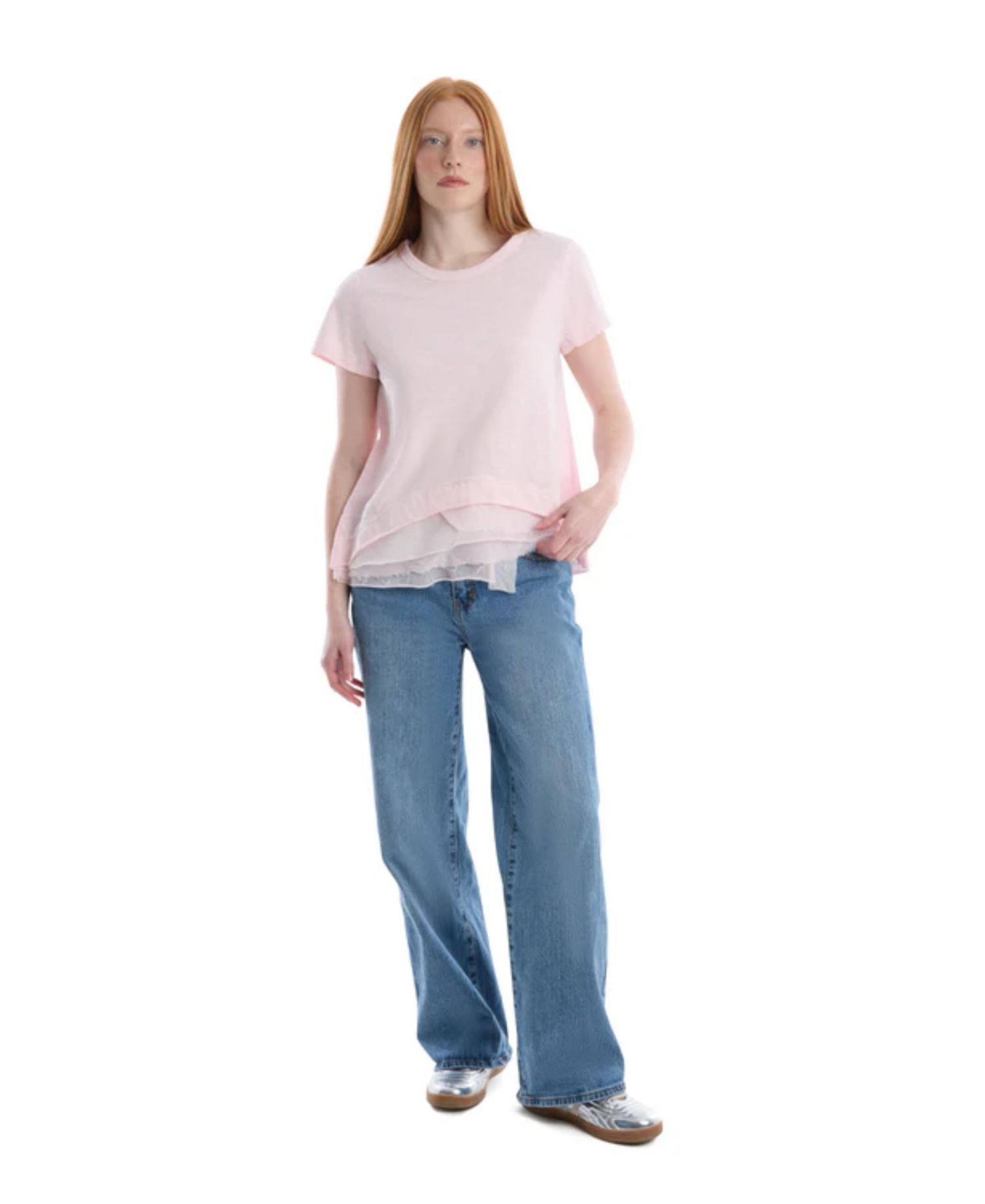 Women's Boxy Short-Sleeve Mixed-Hem T-Shirt