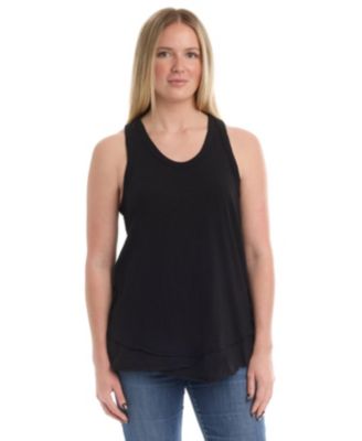 Women's Shrunken Mock Hem Shirttail Tank