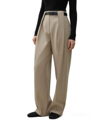 Women's Box Pleated Silk-Wool Trouser