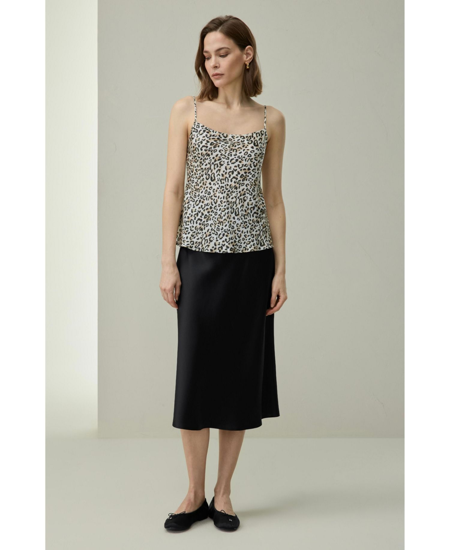 Women's Leopard Print V-Neck Sleeveless Silk Camisole