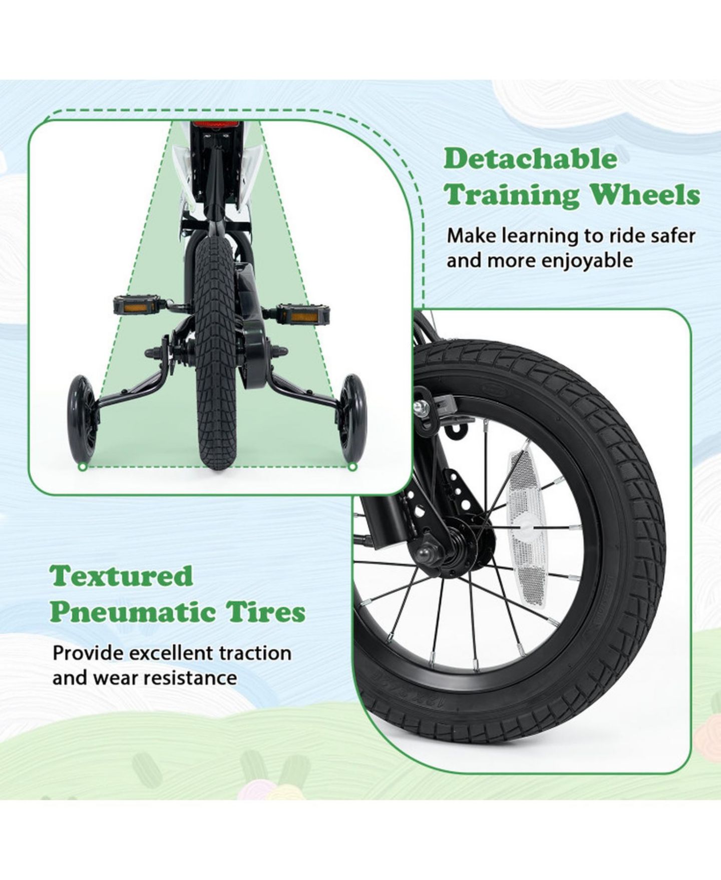 Детская игрушка SUGIFT 12" Kids Bike Motorcycle-Inspired with Detachable Training Wheels, Ages 3-4, цвет: Чёрный — фото 5