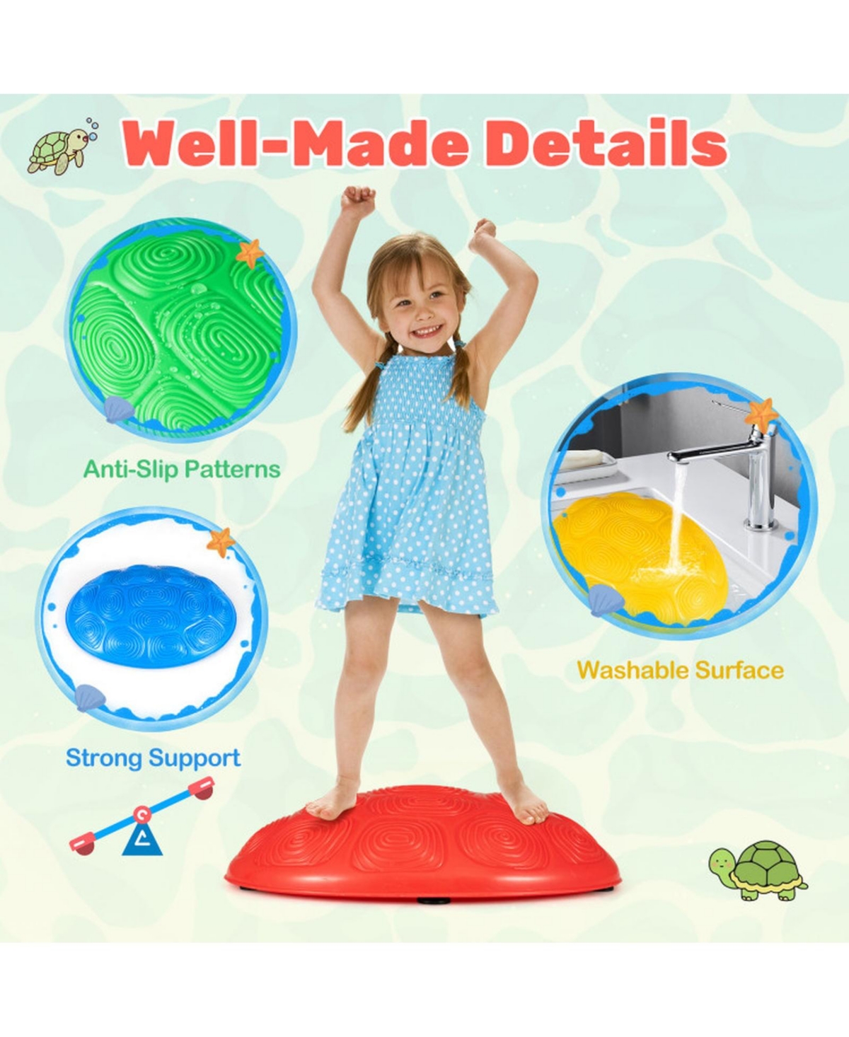 Sugift 8-Piece Non-Slip Sensory Kids Stepping Stones, Ages 3+