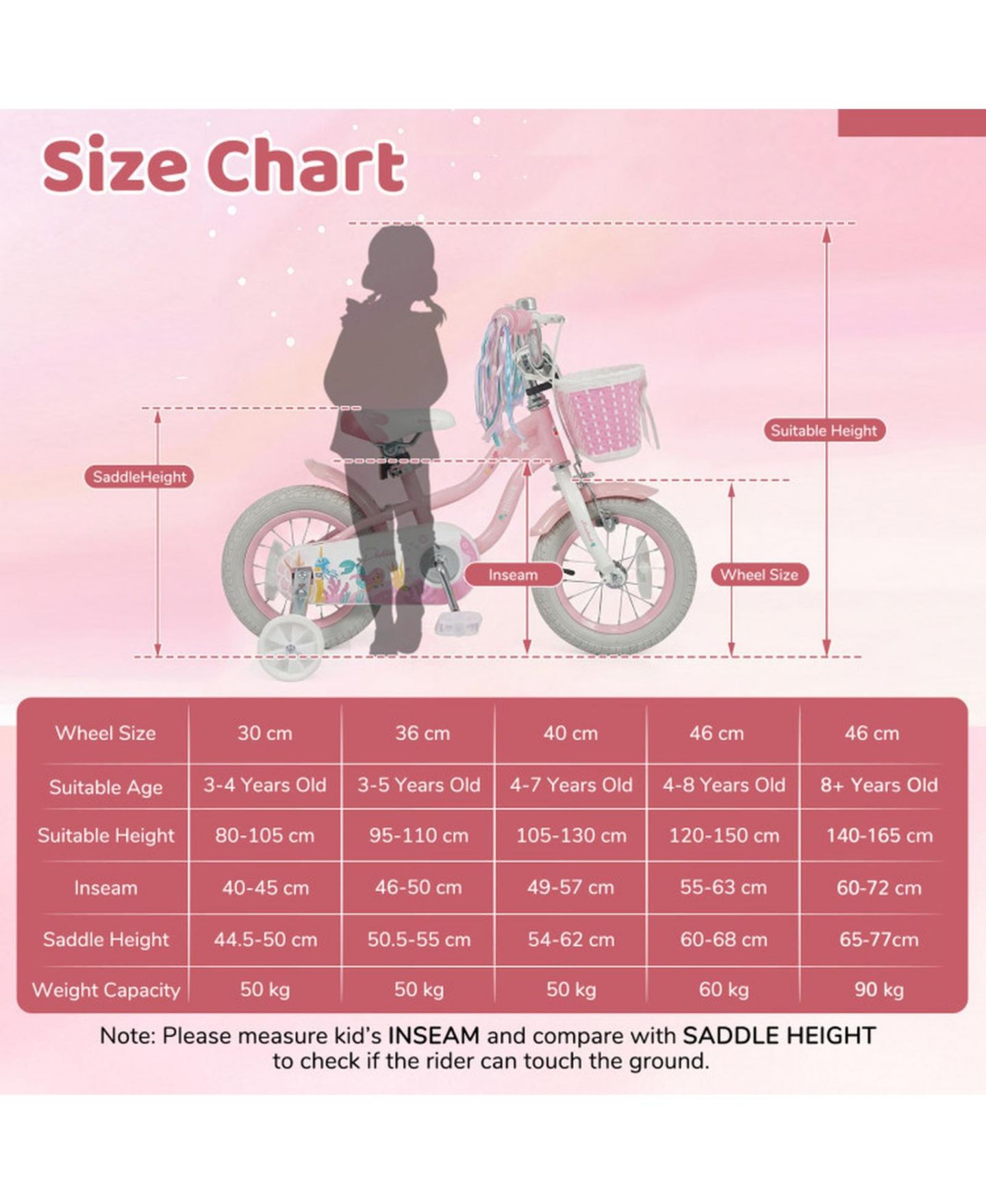 Детская игрушка SUGIFT 14 in Kids Bike Adjustable with Basket and Streamers for Girls Aged 3-5 Years Old, цвет: Розовый — фото 3