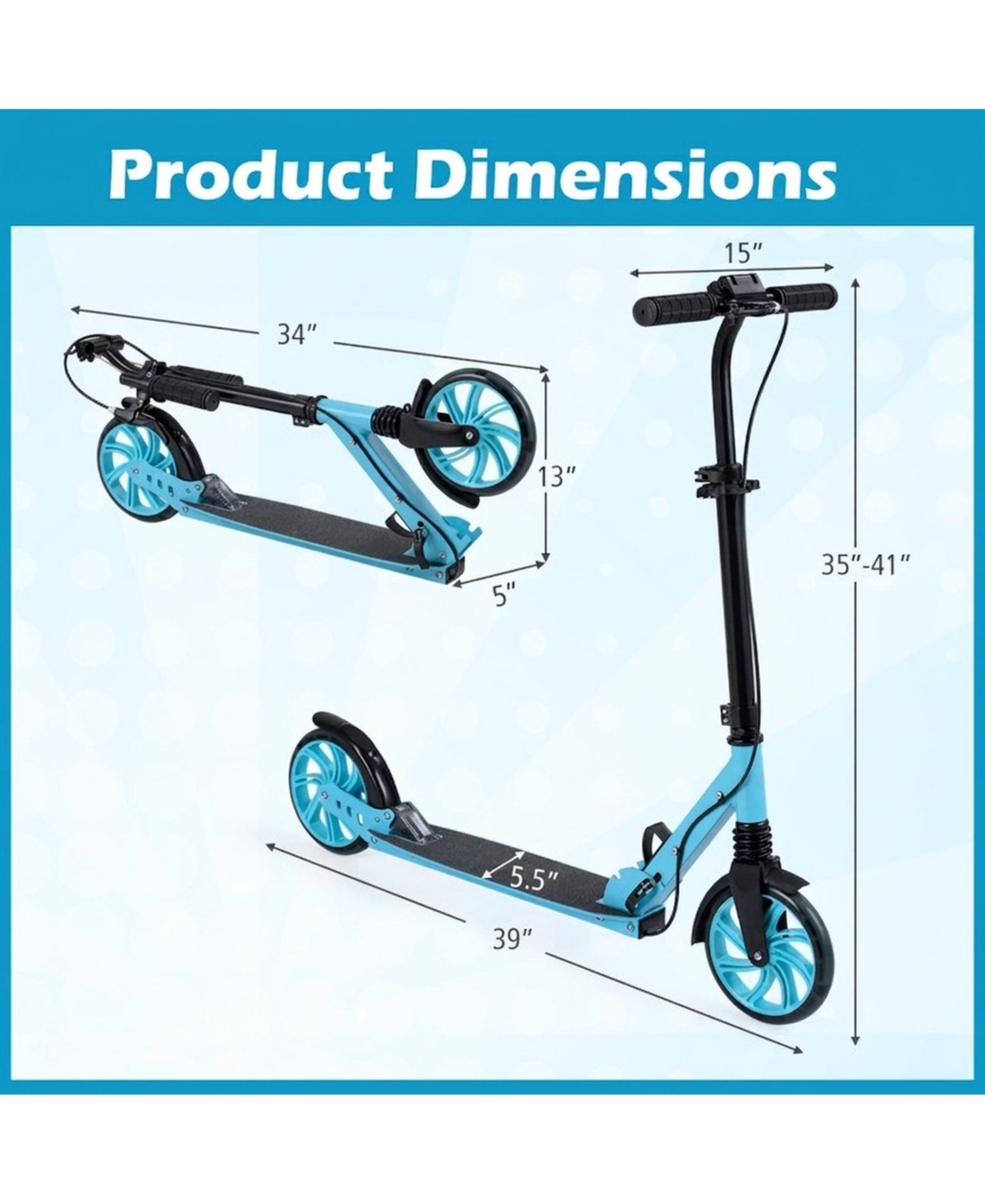 Sugift Foldable Kick Scooter for Kids Teens Adults Age 8+ with 8in Light-up Wheels and 4-Level Handlebar