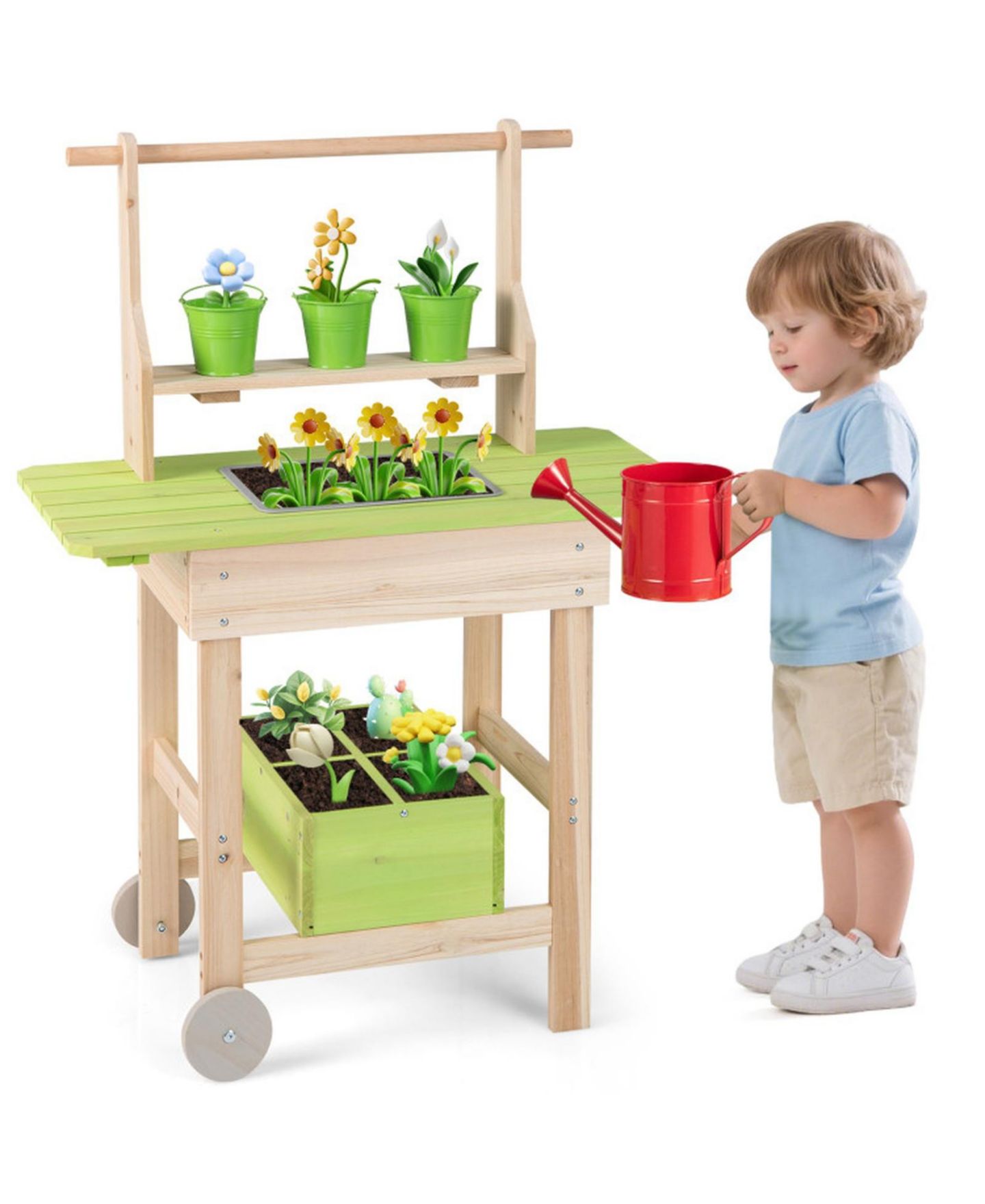 Детский игровой набор SUGIFT Wooden Garden Mud Kitchen 7-Piece Playset, Ages 3+, цвет: Натуральный — фото 11