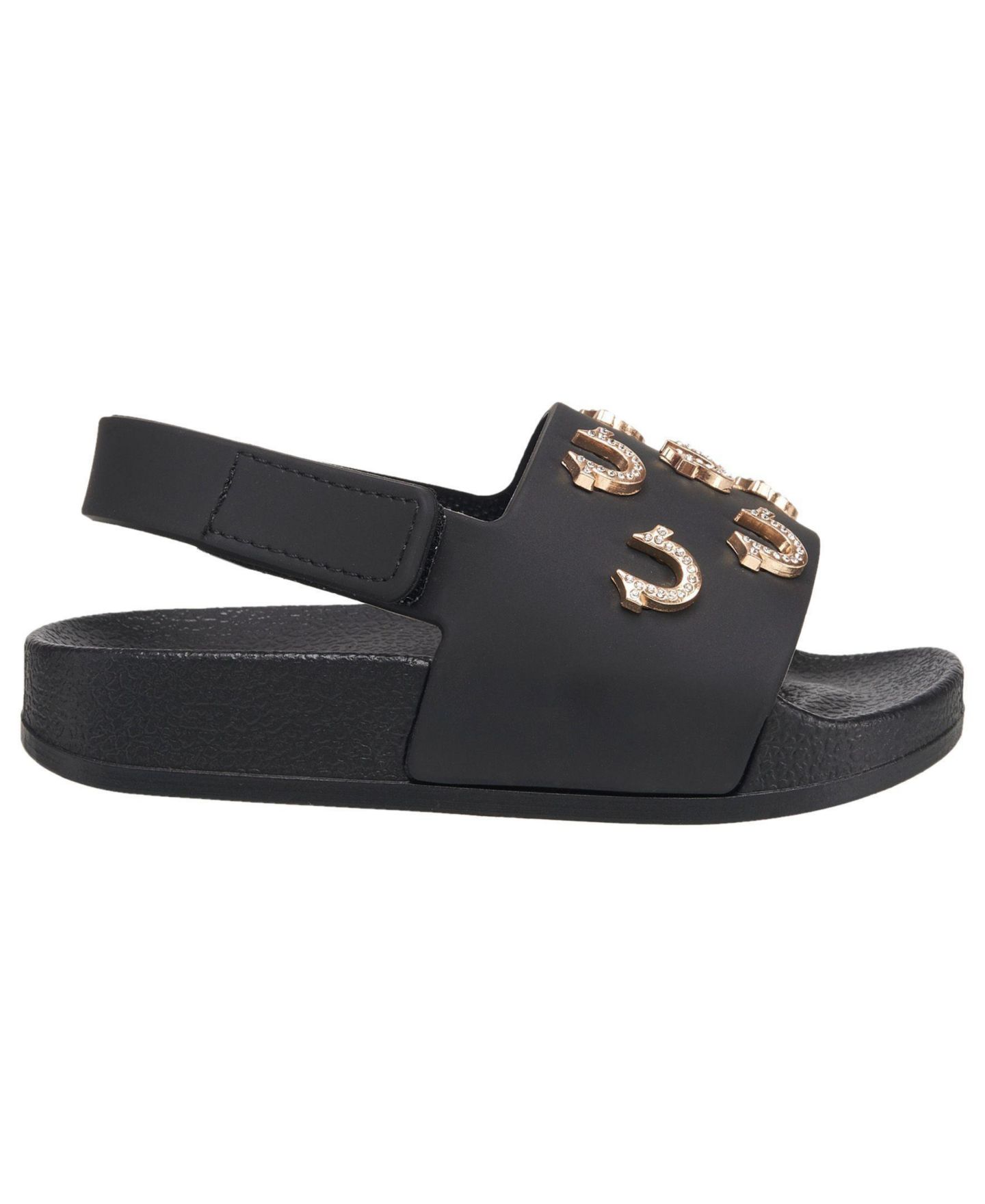 Сандалии True Religion Kash Bling Horseshoe Logo Slide для девочек, цвет: Чёрный — фото 2