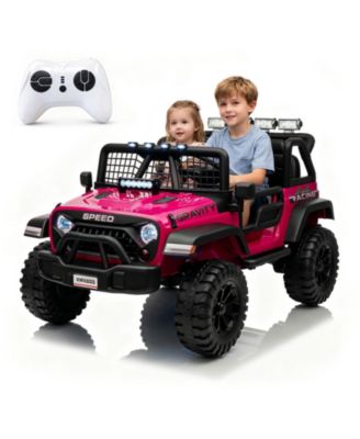 Kids 24V 2 Seater Ride On Car - 4WD Electric Truck with Parent Remote, Spring Suspension, LED Lights, Music, 2 Speeds - Battery Powered Vehicle