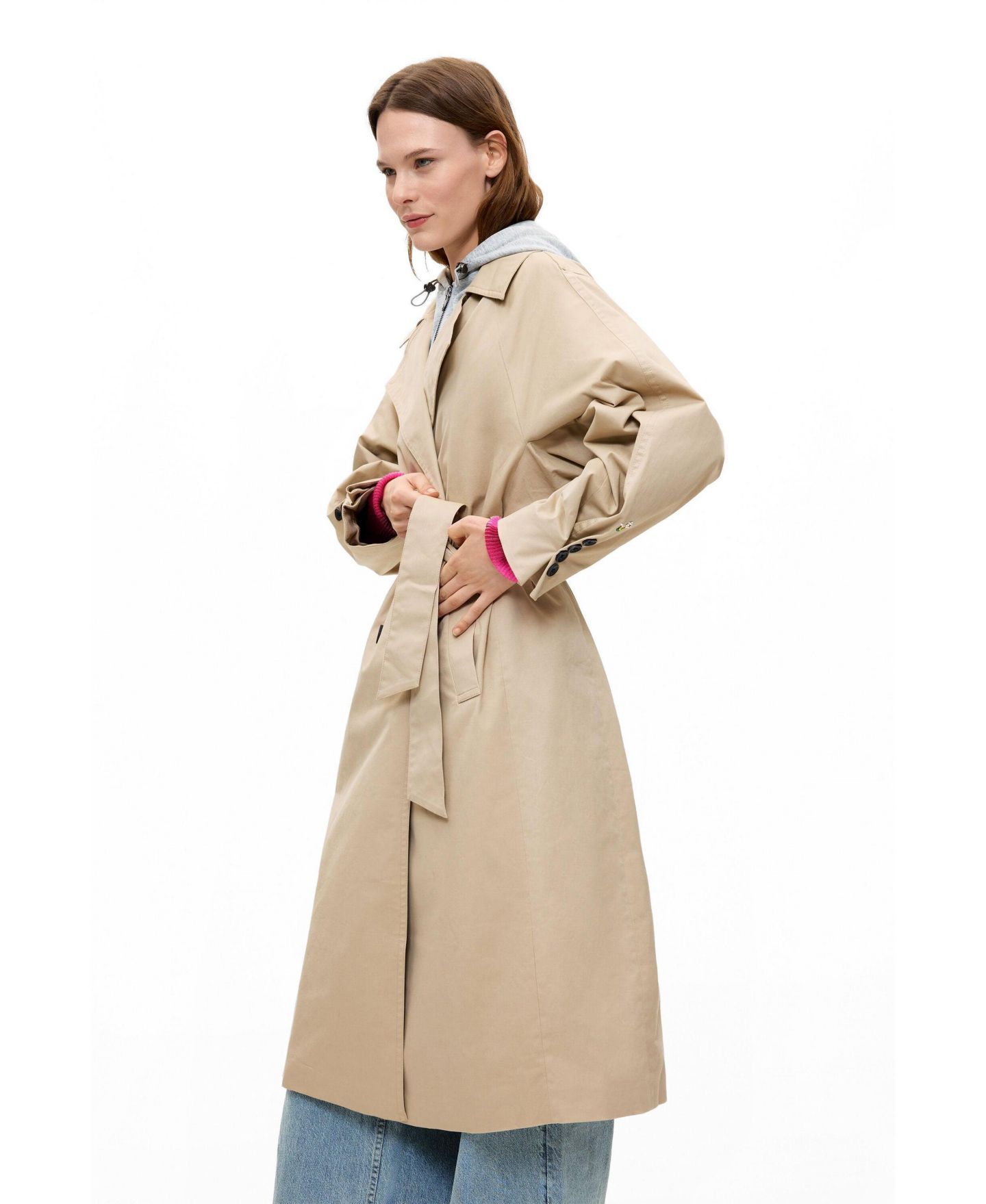 Женское пальто Desigual Double-Breasted Long Unlined Cotton-Blend Trench, цвет: Средний бежевый — фото 3