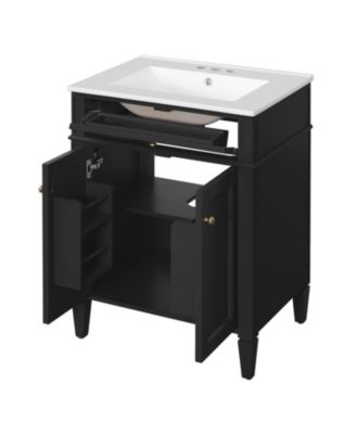 24 Inch Bathroom Vanity with 2 Doors and Tip Out Drawer Storage Cabinet with Sink Soft Closing Doors with Organizers