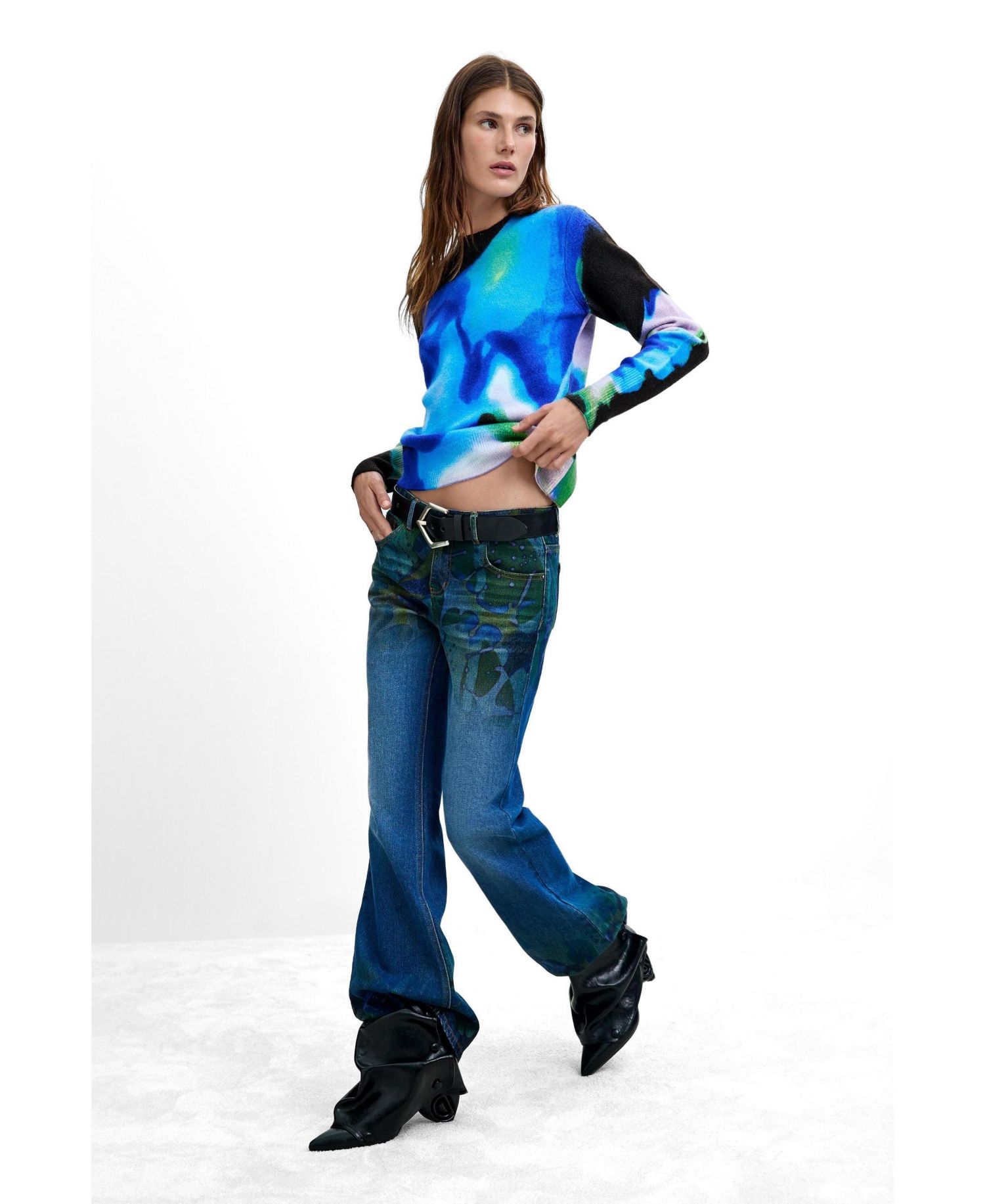 Women's M. C. Lacroix Abstract Print Fine-Knit Sweater