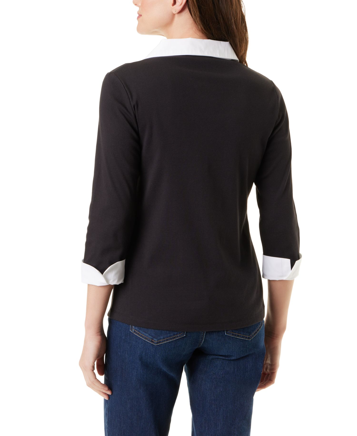 Women's Twofer Knit 3/4-Sleeve V-Neck Blouse