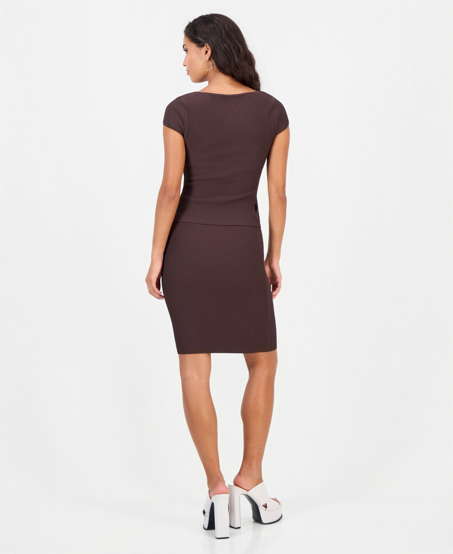 Women's Ottoman Curve Sweater High-Waisted Pencil Skirt