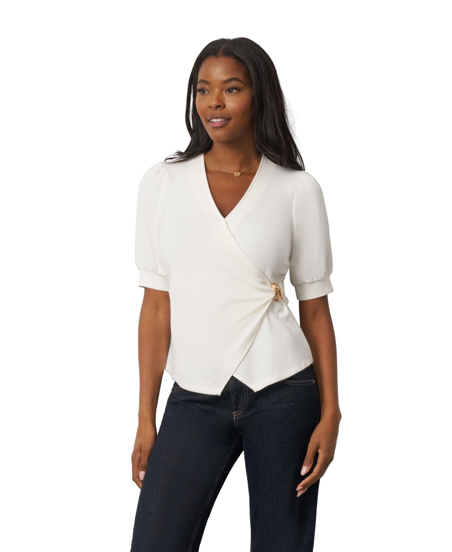 Women's Draped Wrap Top Surplice V-Neck