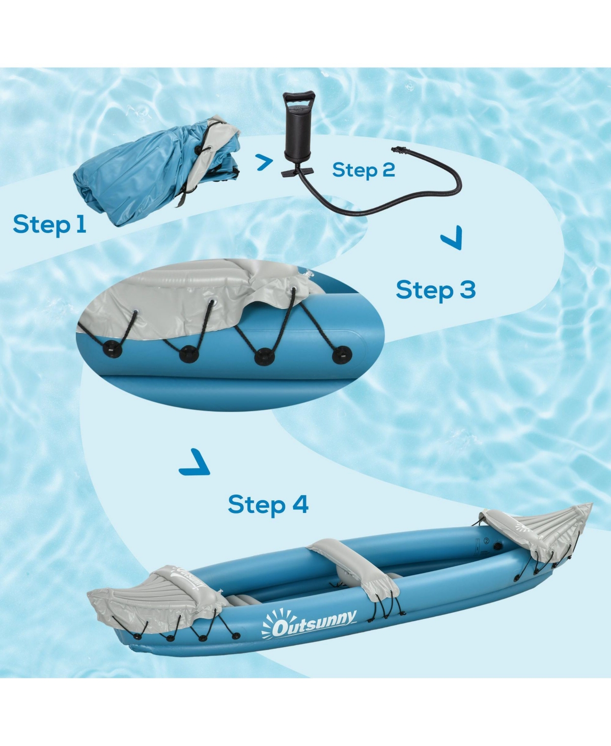 Hikeen K2 Kayak, 2 Person Inflatable Kayak, Includes Paddles, Aluminum Oars, Repair Kit, Portable Tandem Blow Up Boat