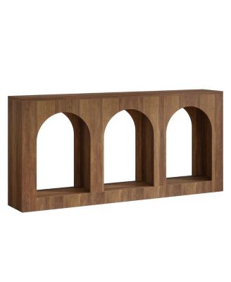 Arched Wood Console Table with 3 Storage Shelves