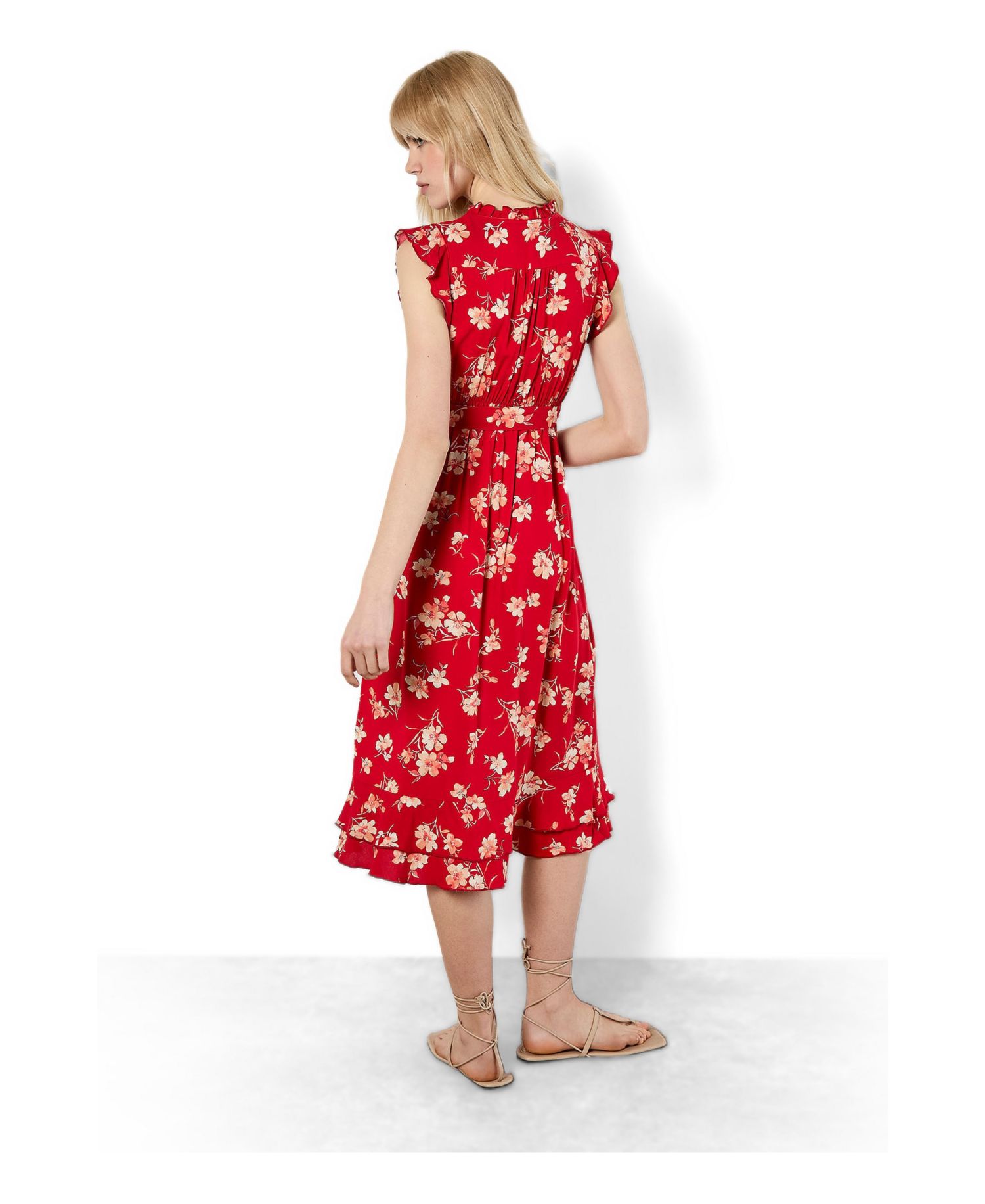 Women's Rock Cress Floral-Print Button-Front Ruffle-Cap-Sleeve Midi Dress