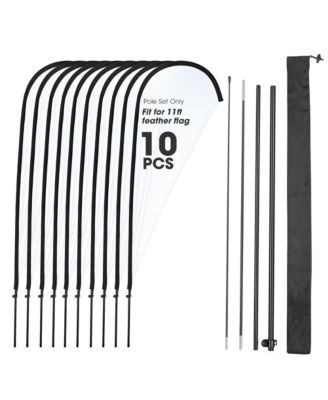 Pack Feather Flag Pole Kit with Cross Base Stand and Weight Bag