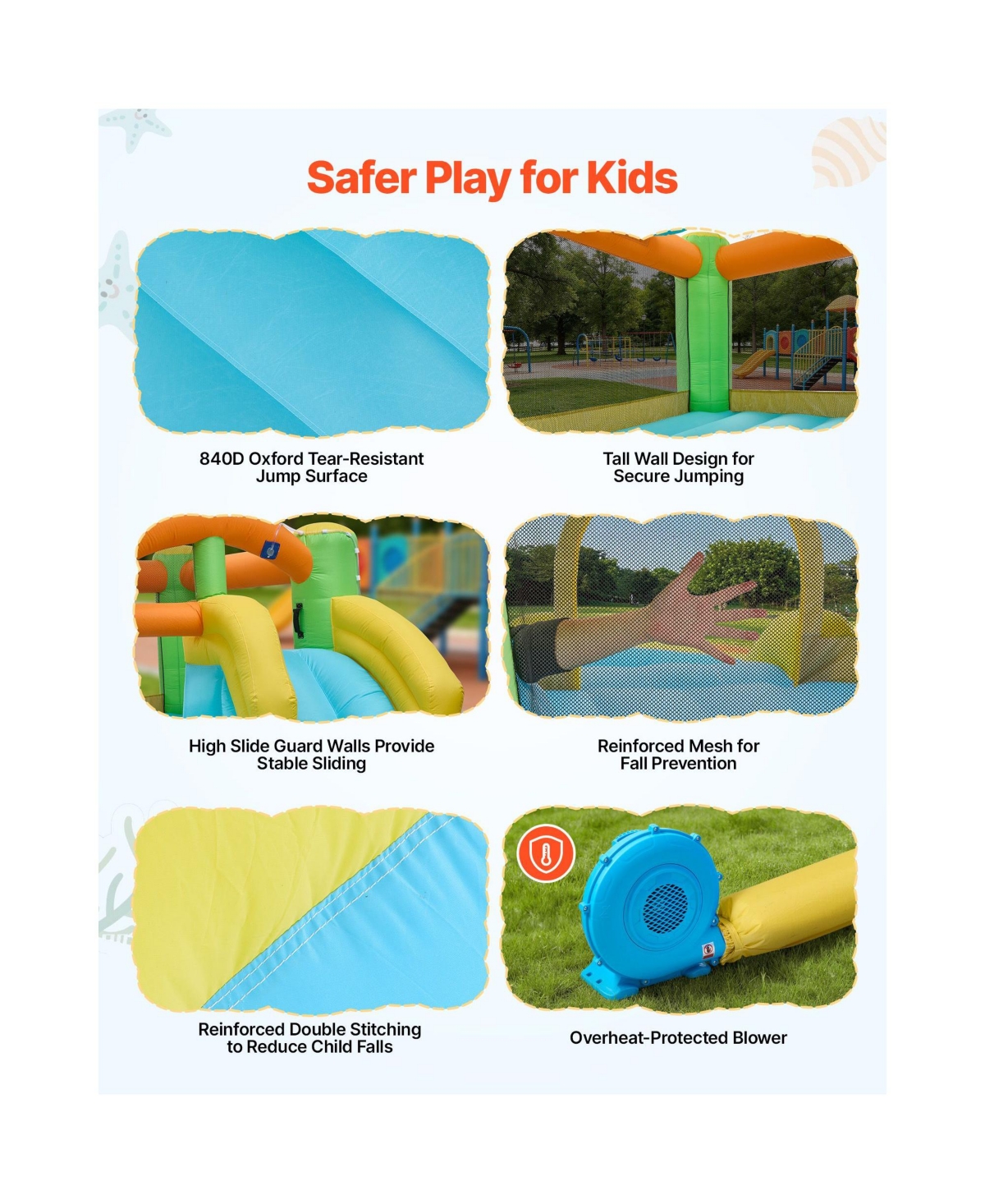 Hikeen 12.5 x 13.1 ft Inflatable Bounce House Water Slide with Basketball Hoop and Splash Pool