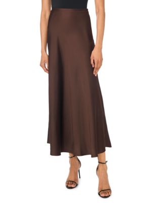 Women's Bias-Cut High-Waisted A-Line Satin Maxi Skirt