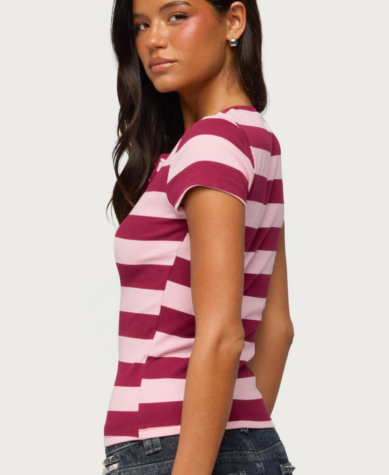 Womens Rhianon Striped Henley Top