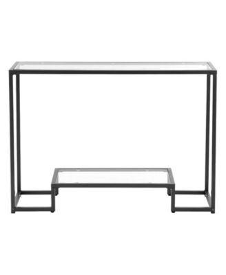 2-Tier Glass Console Table with Tempered Top, Modern Sofa Side Table for Living Room