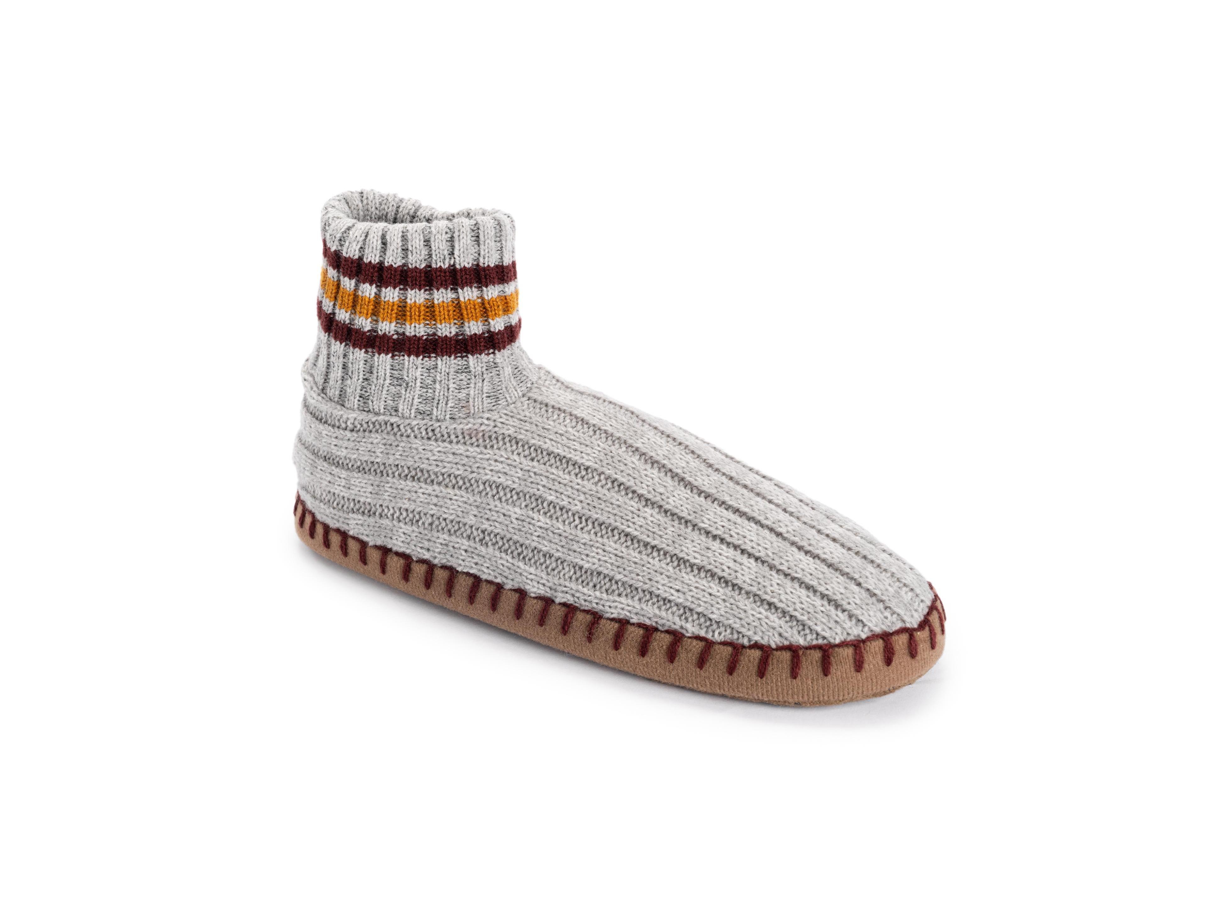 Muk Luks Men's Contrast Stripe Rib Cuff Bootie Slippers