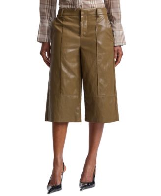Women's Wide-Leg Low-Rise Faux Leather Shorts