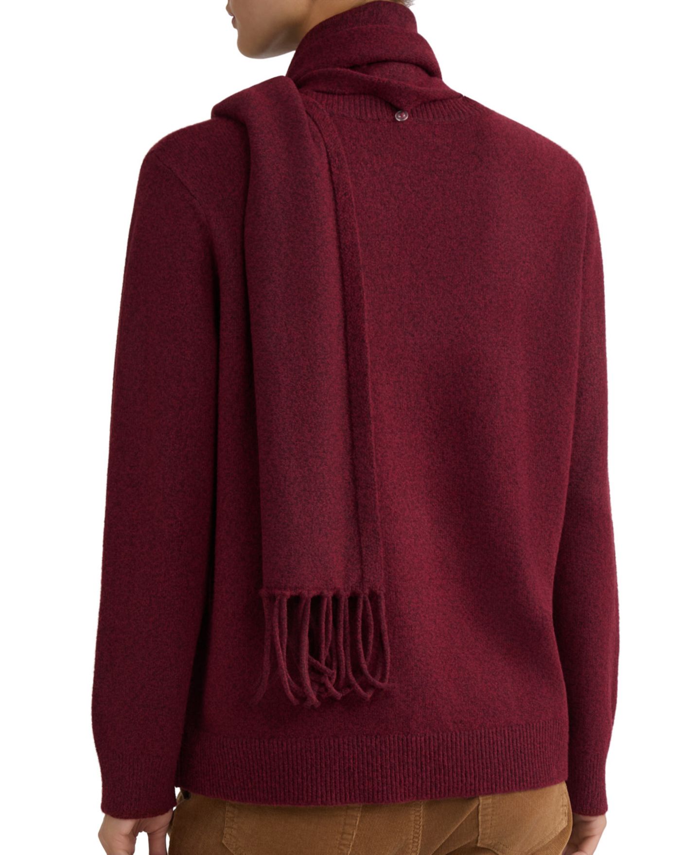 Женский свитер Jones New York Detachable Fringe Scarf Turtleneck, цвет: Винный — фото 4