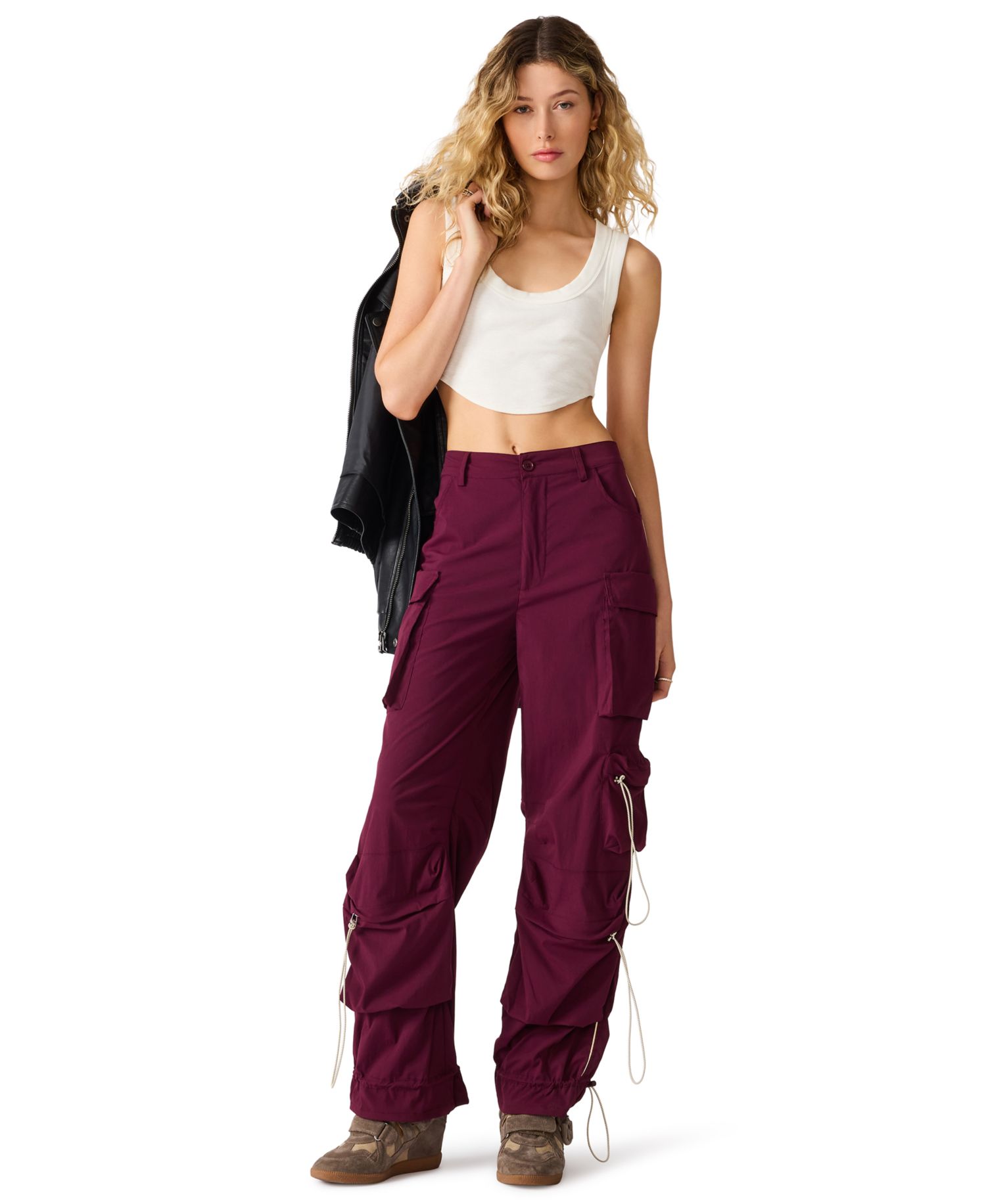 Women's Jacey Cargo Wide-Leg Mid-Rise Pants