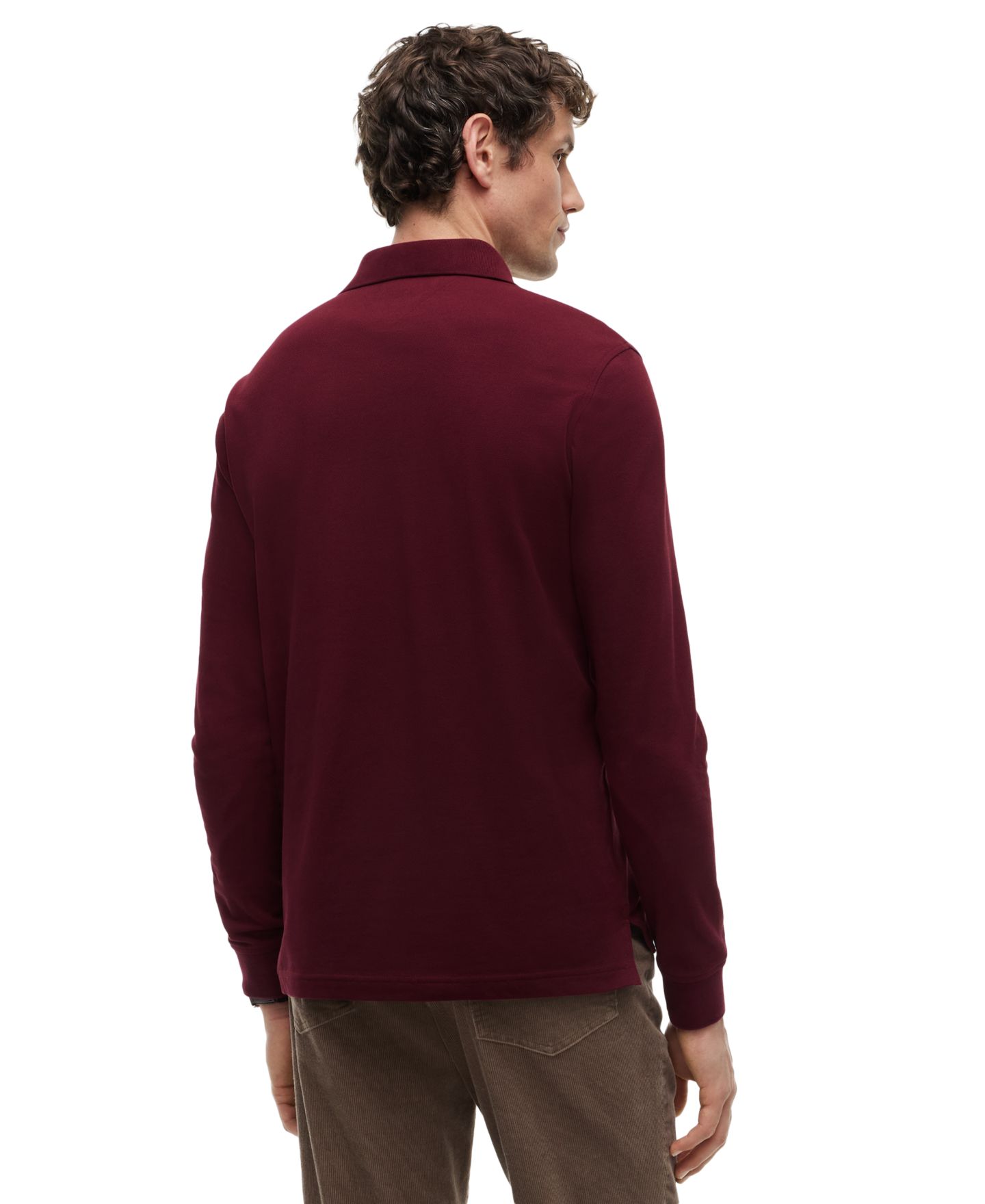 Мужское поло Tommy Hilfiger 1985 Regular-Fit Long-Sleeve Polo Shirt, цвет: Бордовый — фото 4