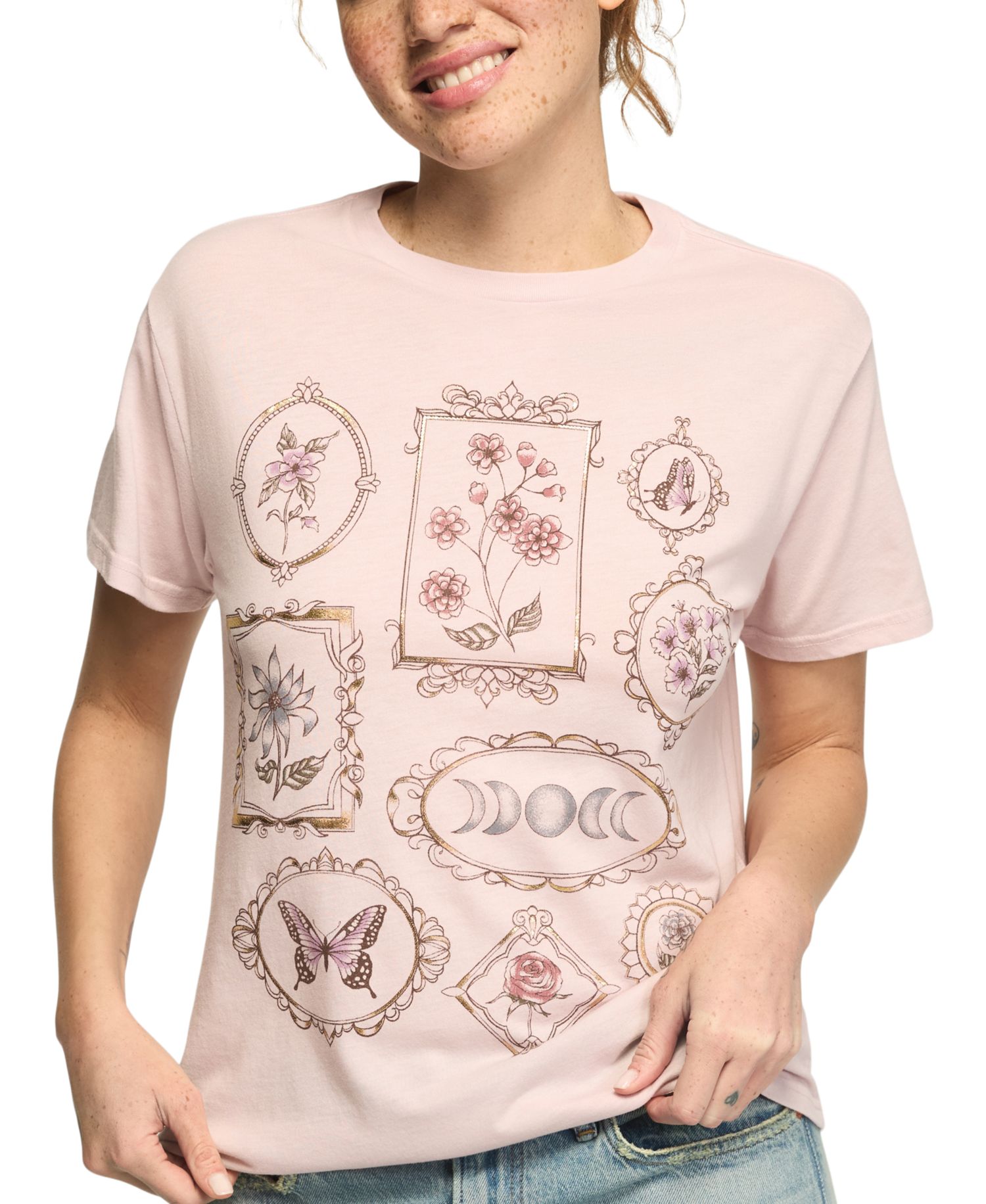 Women's Floral Frames Boyfriend T-Shirt