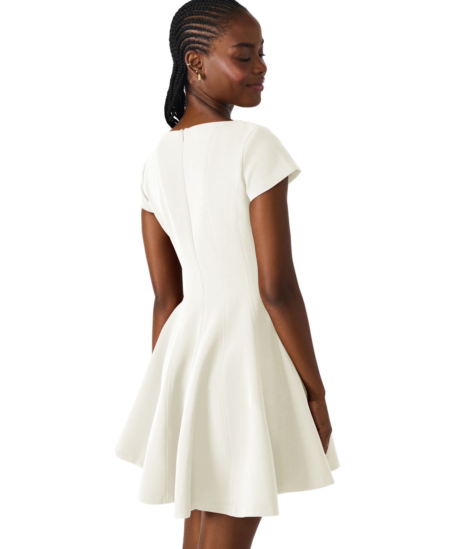 Women's Nili Boat Neck Short-Sleeve Fit & Flare Short Dress