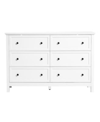 6 Drawer Wooden Dresser with Storage for Bedroom and Entryway