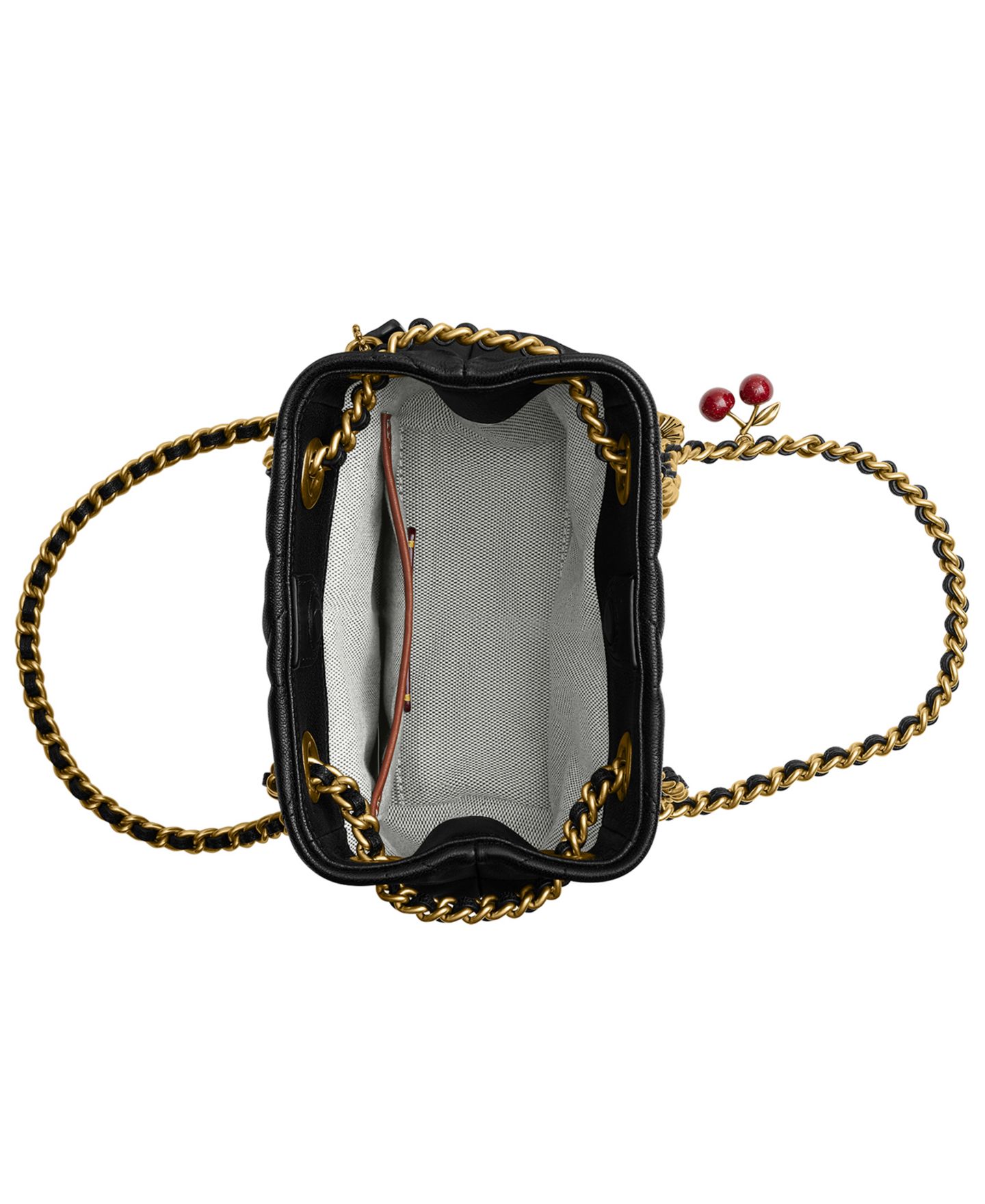 Женская сумка COACH Jade Small Quilted Leather Drawstring Crossbody with Charms, цвет: Латунный / Чёрный — фото 5