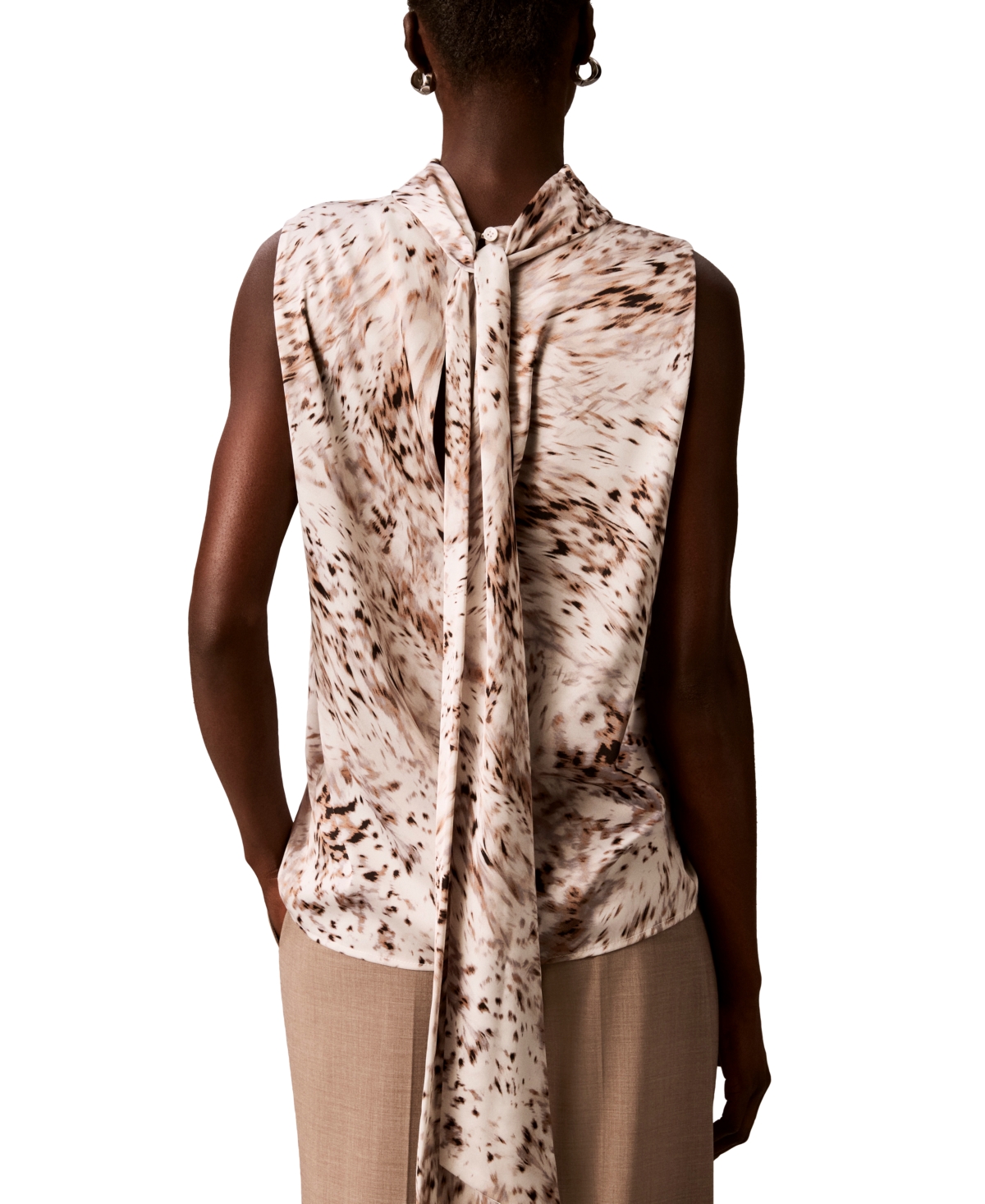 Calvin Klein Women's Mock Neck Tie-Front Sleeveless Top