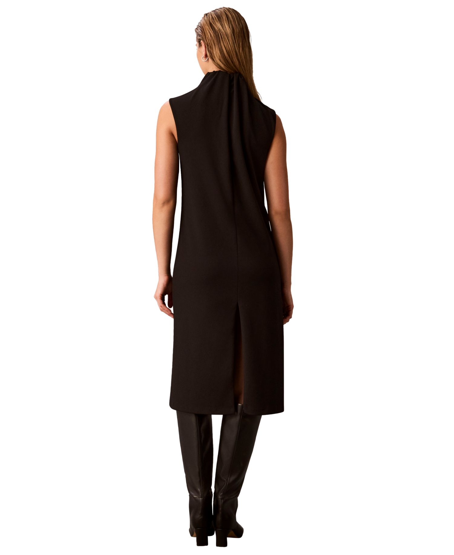 Women's Mock-Neck Sleeveless Midi Dress
