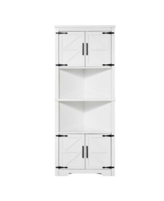 68" Corner Storage Cabinet with 4 Wooden Doors and Shelves