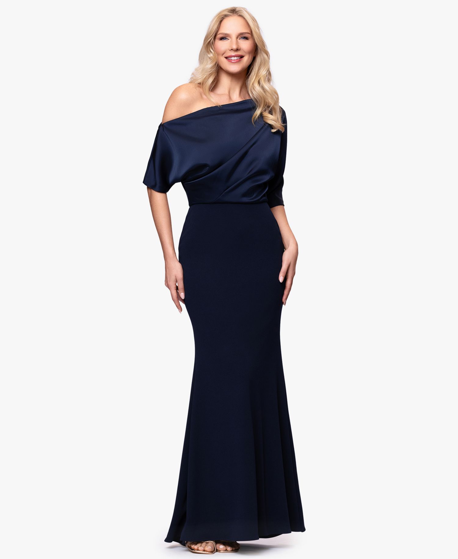 Plus Size Asymmetrical Neck Long Dress
