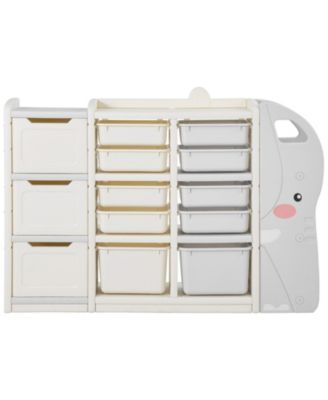 Elephant Shape Kids Toy Storage Organizer with 10 Movable Plastic Bins