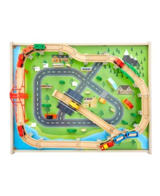 3-in-1 100-Piece Reversible Wooden Train Table