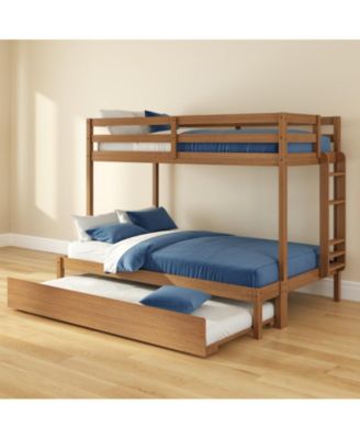 Bear Plywood Twin/Full Bunk with Trundle, Oak Embossed Pecan